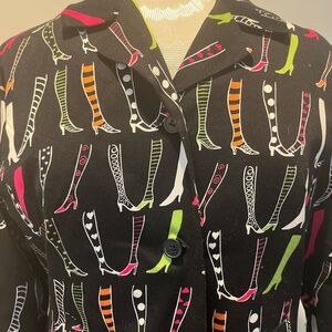 Colorful Boot Print Button-Up Jacket
